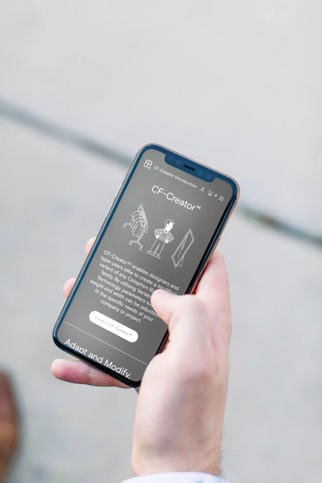 Colophon Website on a mobile device